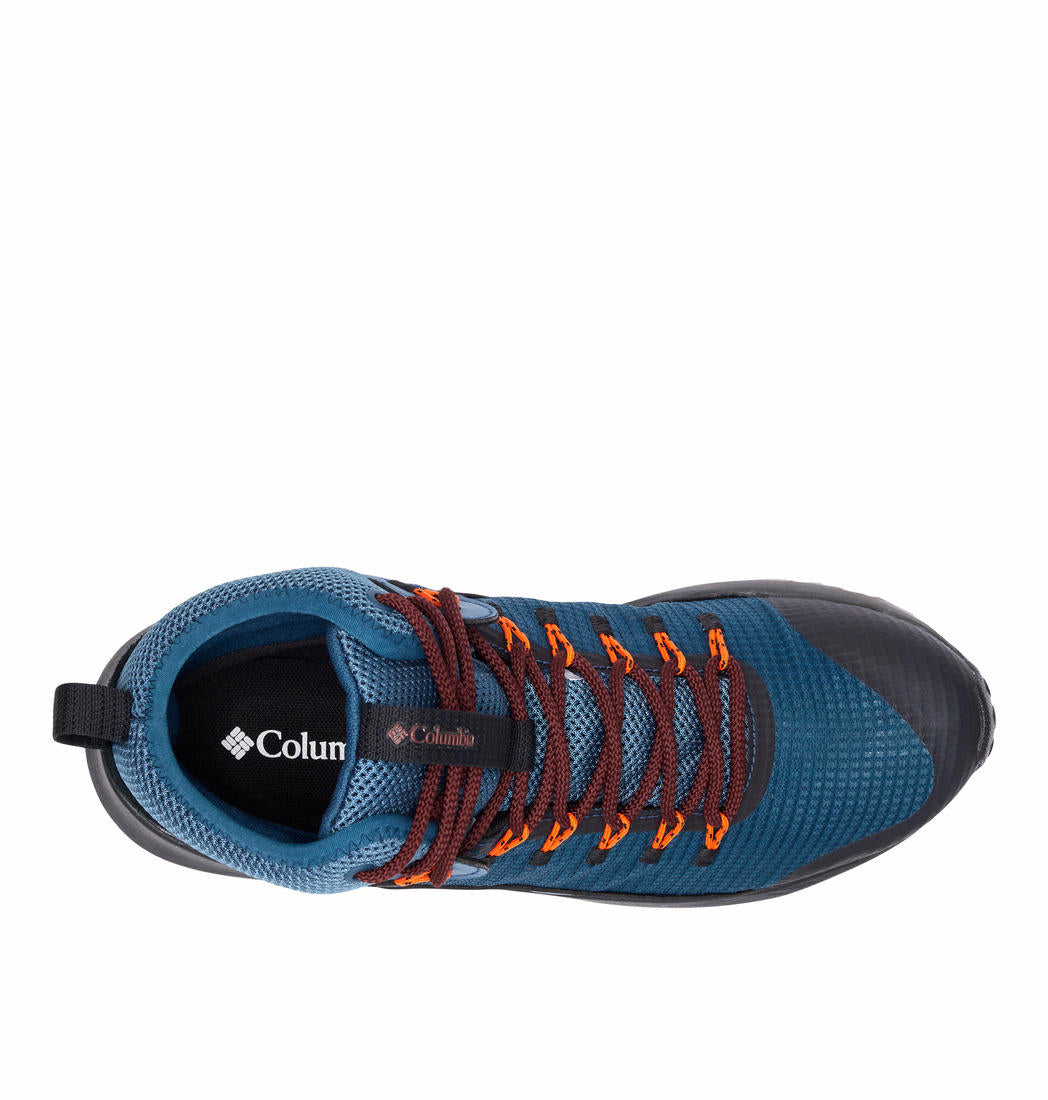 A Men Wearing Columbia Men Blue Trailstorm Mid Waterproof