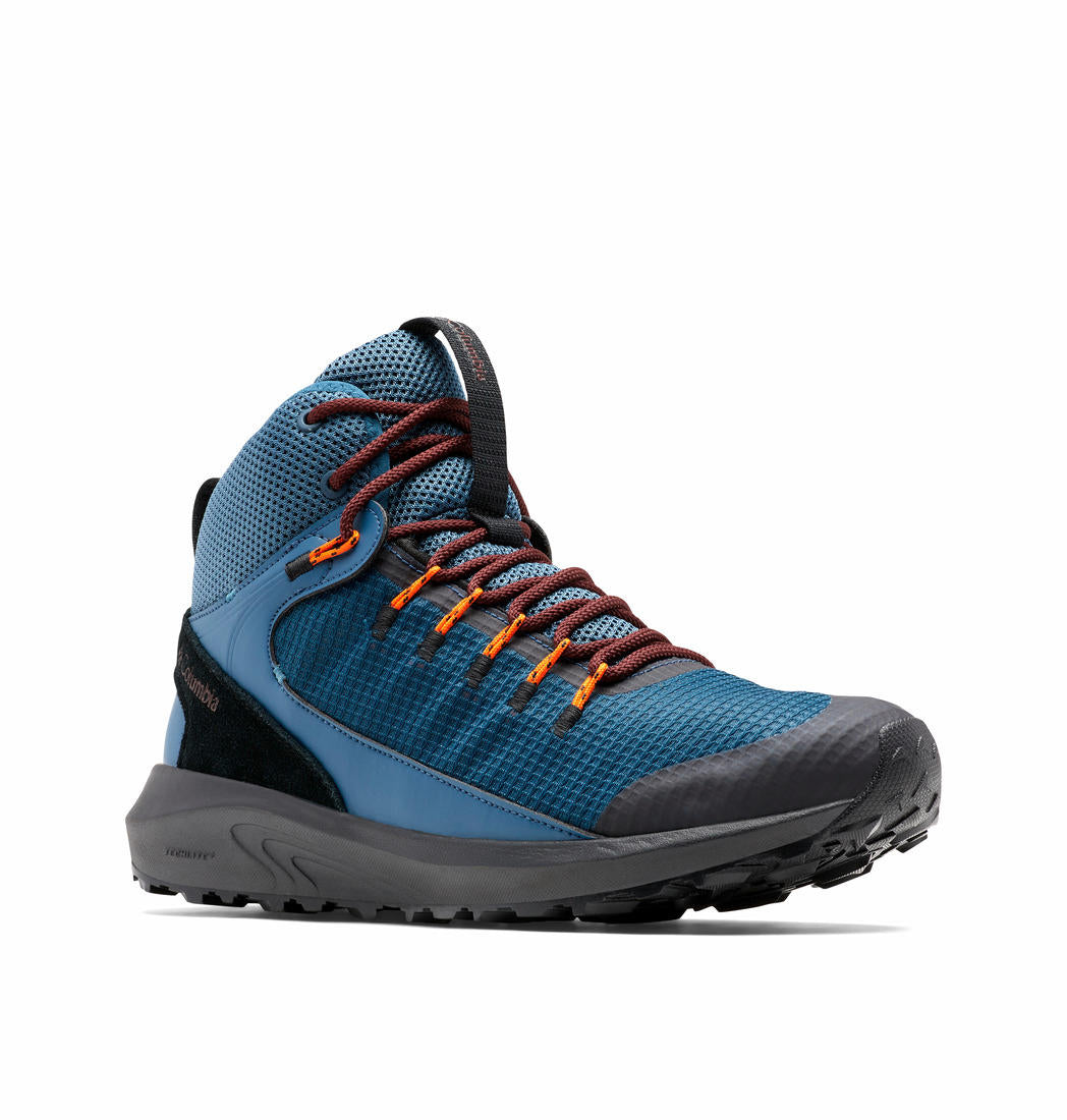 A Men Wearing Columbia Men Blue Trailstorm Mid Waterproof