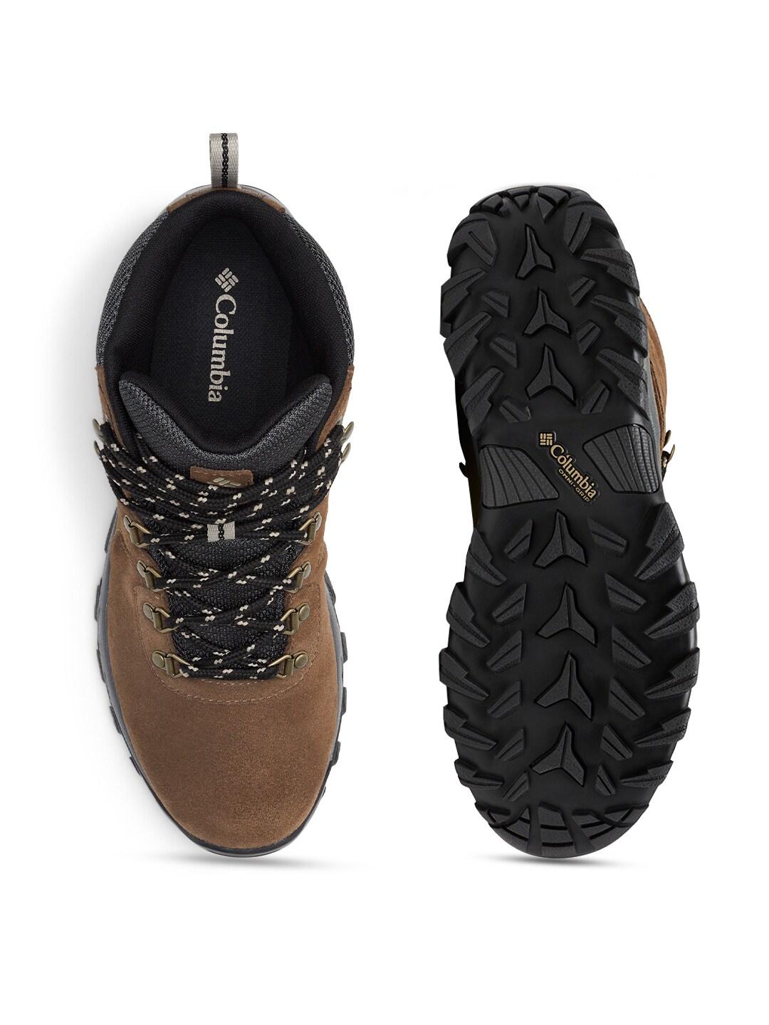 A Men Wearing Columbia Men Brown NEWTON RIDGE PLUS II SUEDE WP