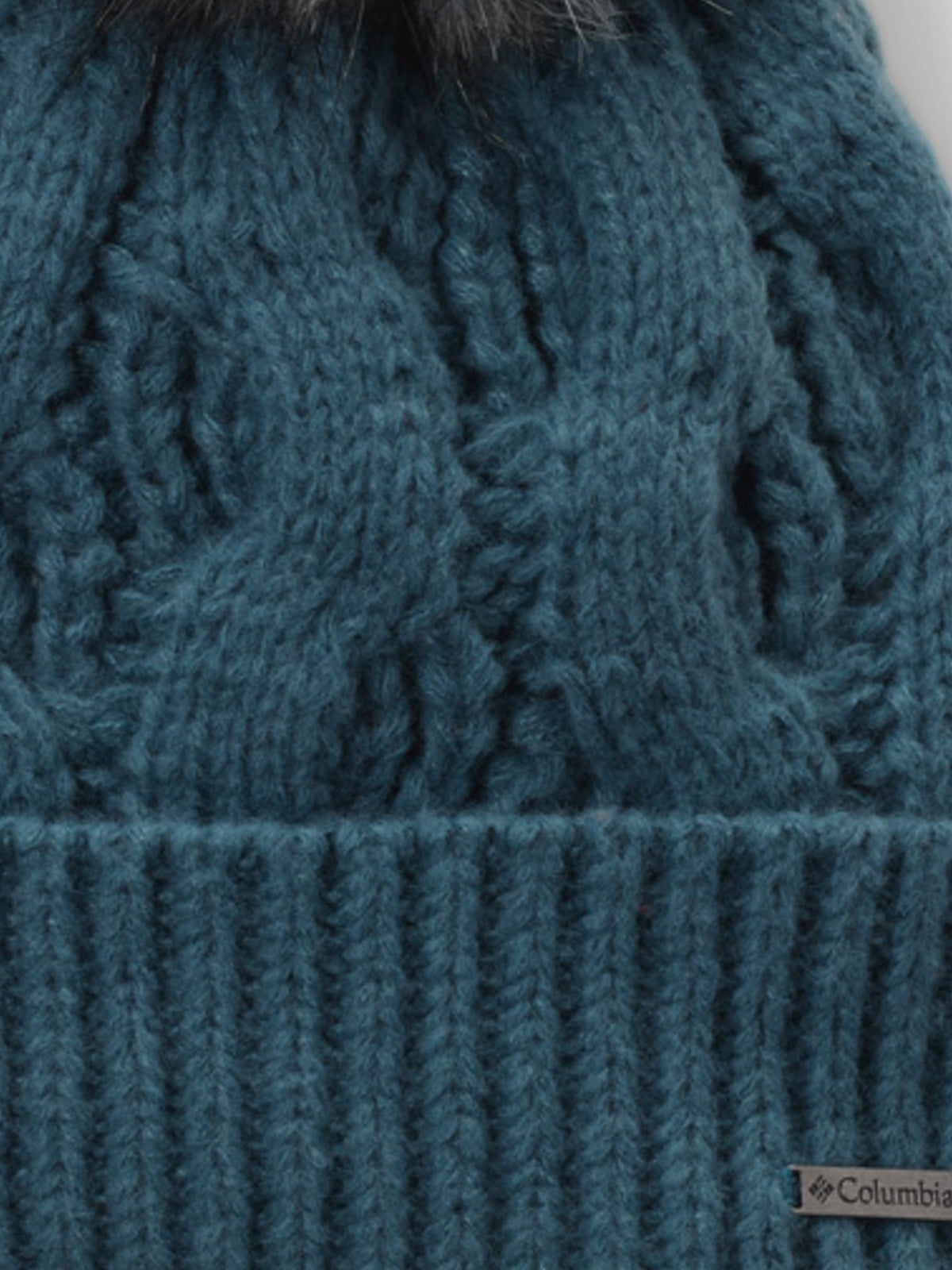 Columbia Women Blue Boundless Days Cable Knit Pom Beanie
