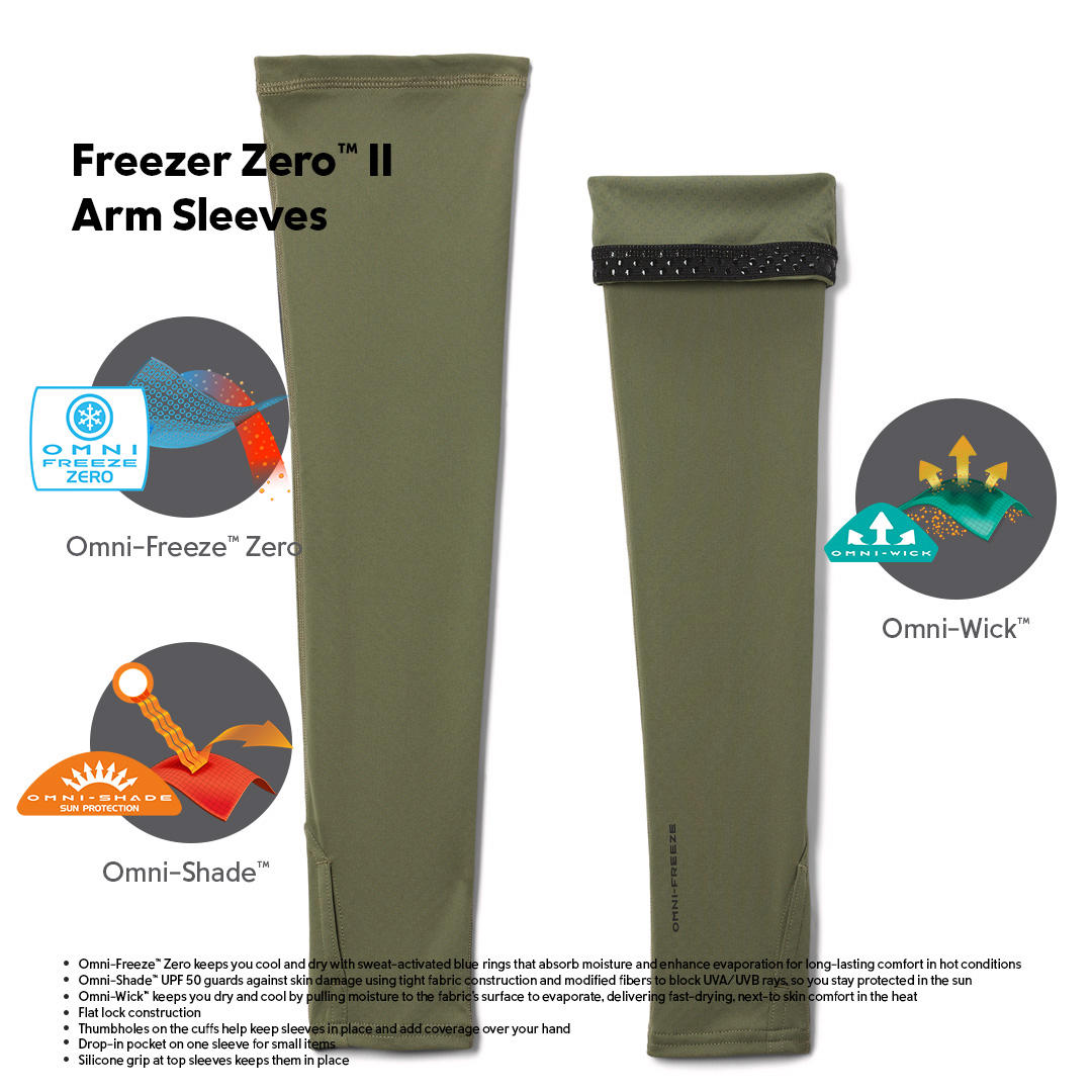 Columbia Unisex Green Freezer Zero II Arm Sleeves with Sun Protection