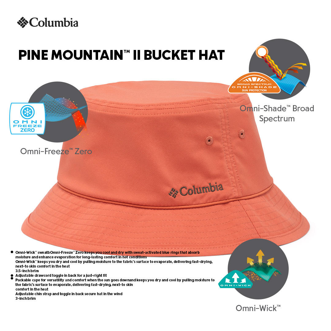 Columbia Unisex Red Omni-Shade Pine Mountain II Sun Protection Bucket Hat
