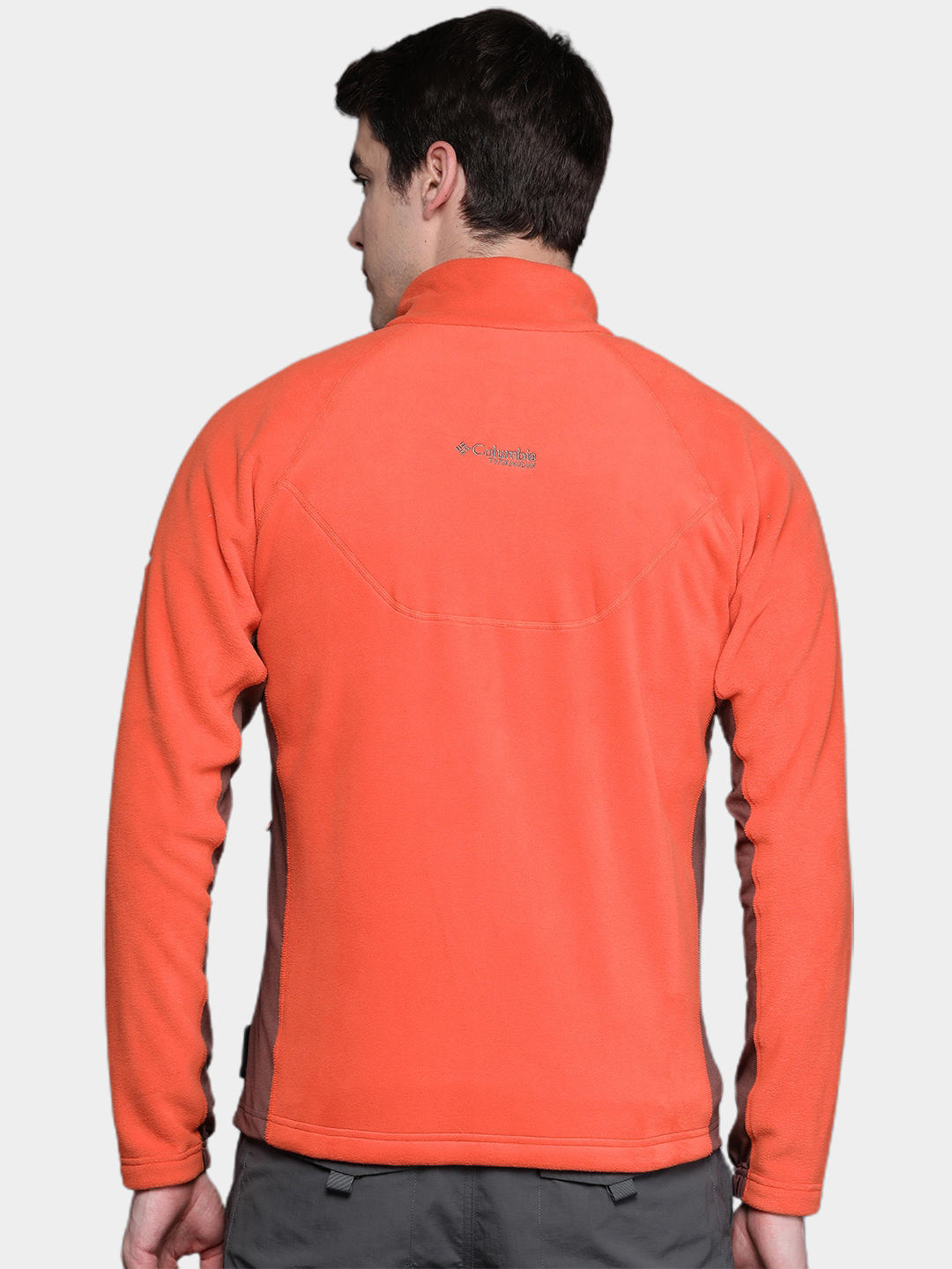 A Men Wearing Columbia Men Orange Titan Pass 2.0 II Fleece
