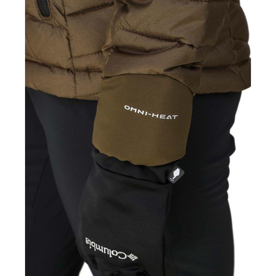 Columbia Women Olive Omni-Heat Reflective Windgates Hooded Down Jacket