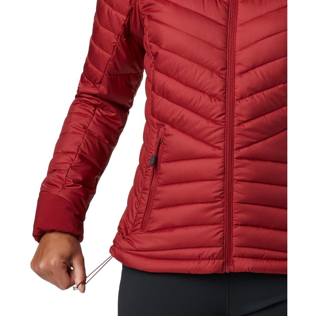 A Women Wearing Columbia Women Red Windgates Hooded Jacket