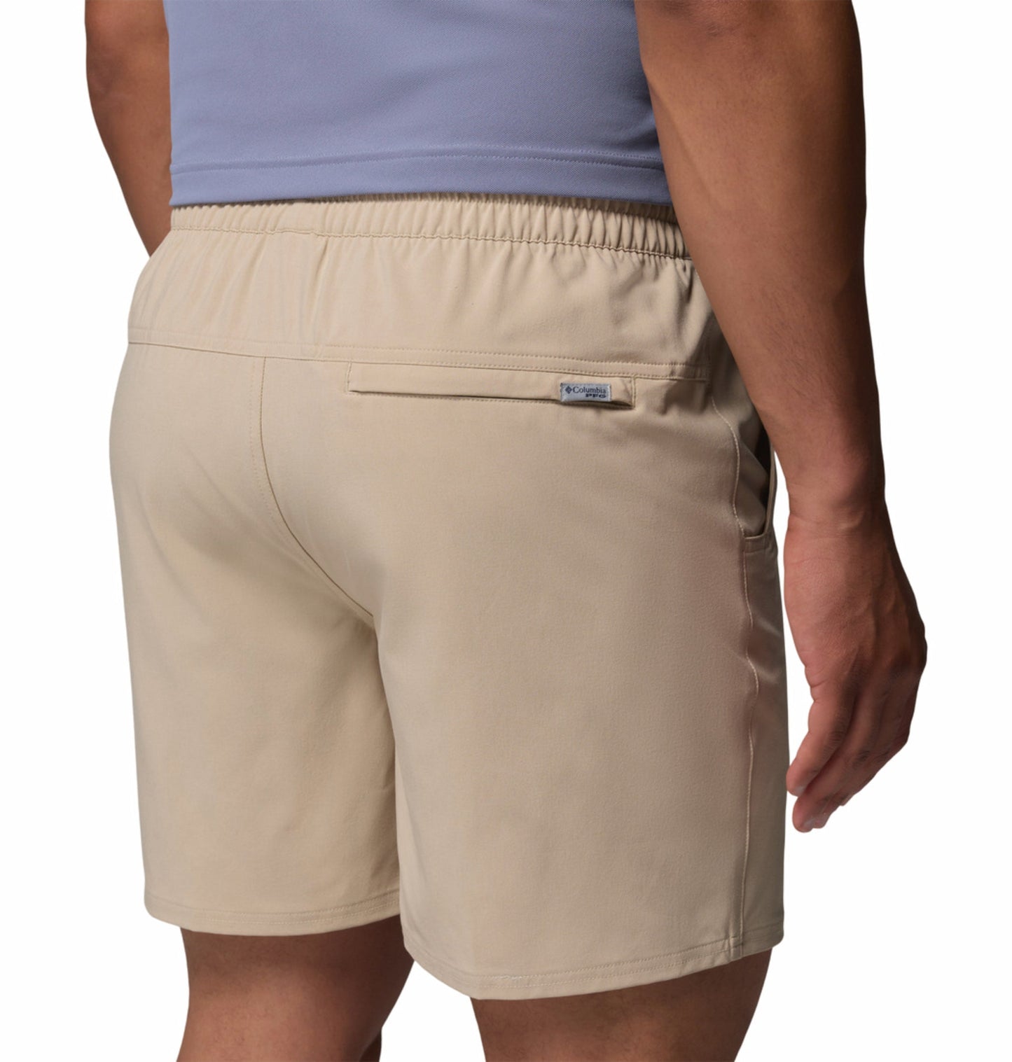 men beige omni shade terminal roamer stretch shorts