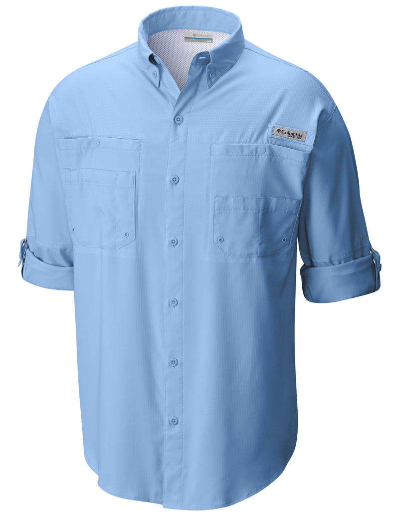 Columbia Men Blue Tamiami II Short Sleeve Shirt with Sun Protection