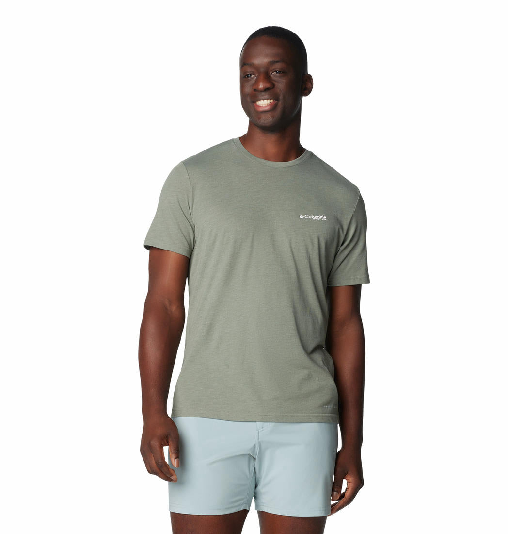 Columbia Men Green PFG Tarpon Rise Tech Tee SS (Sun Protection)