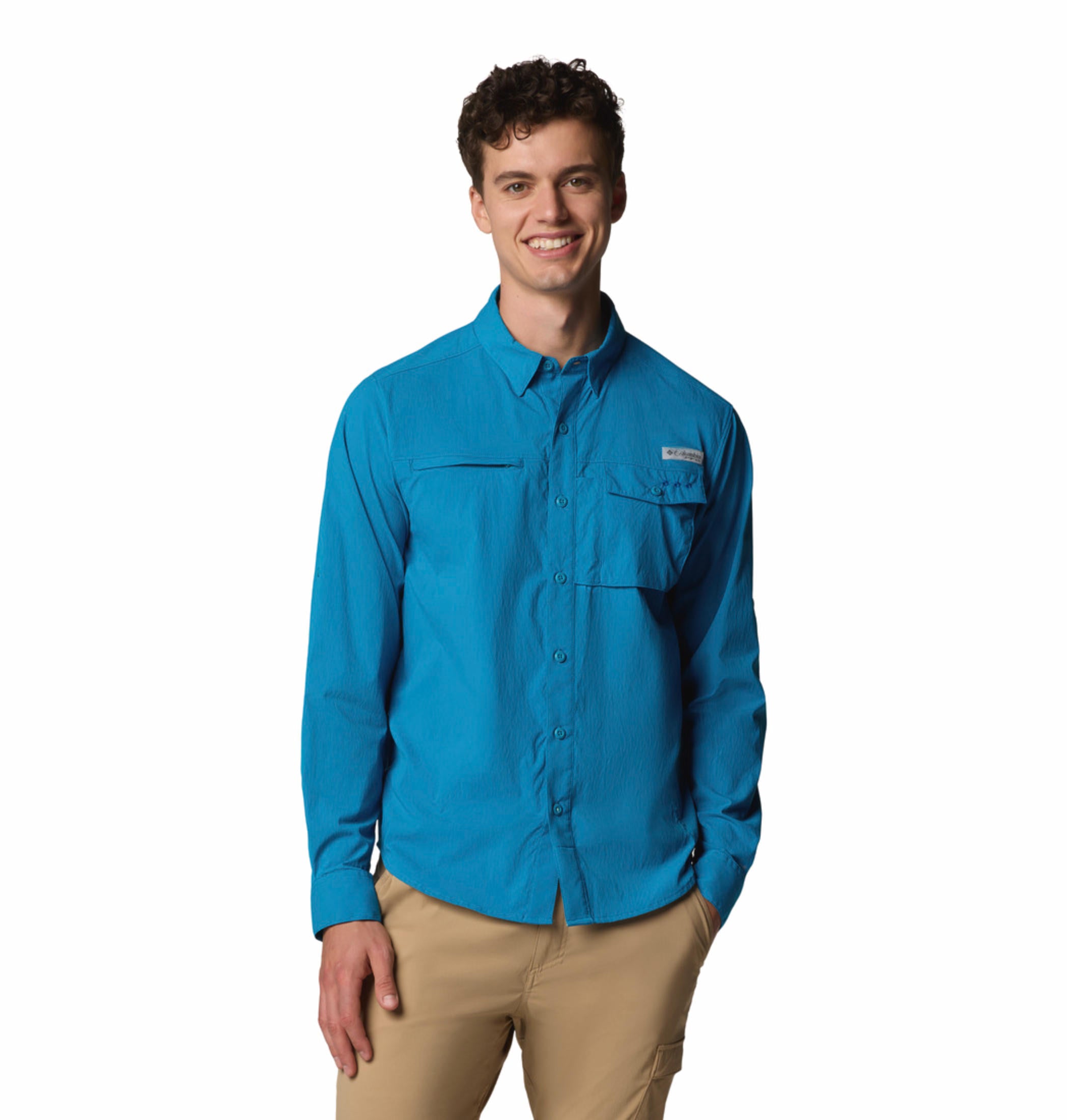 Columbia Men Blue Wild Cast Long Sleeve Shirt (Sun Protection)