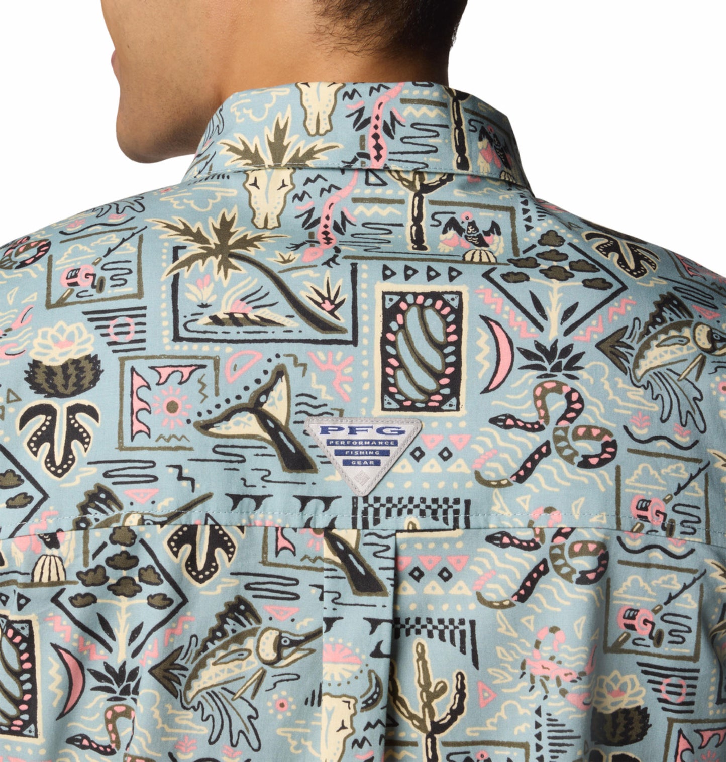 Columbia Men Blue Wild Cast Camp Shirt