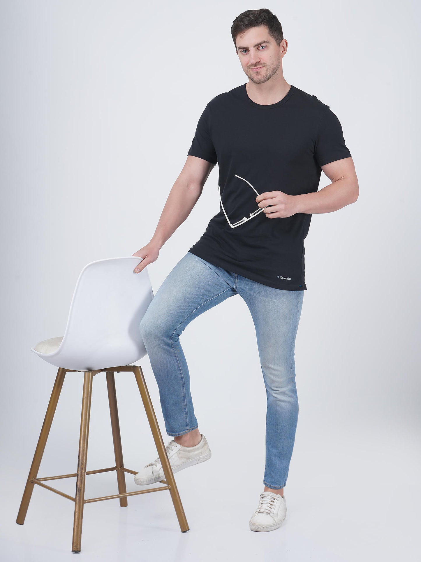 Columbia Men Black Crew Neck Classic Fit Tees - Pack of 3 (Non-Returnable)