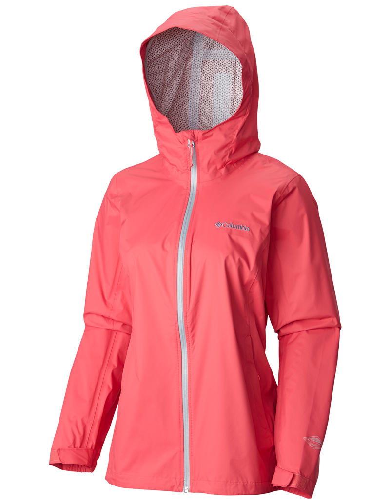 Columbia Women's Red EvaPOURation Waterproof Jacket Lightweight Design