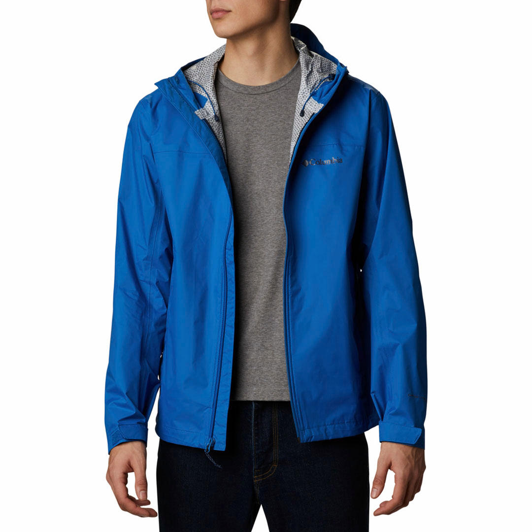 Columbia Men’s Blue EvaPOURation Waterproof Jacket Engineered for Outdoor Performance