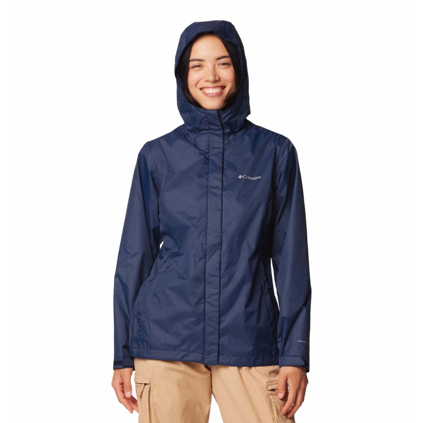 Columbia Women Navy Blue Omni-Tech Arcadia II Waterproof Hooded Rain Jacket