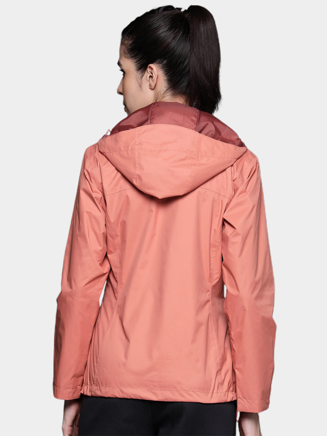 A Women Wearing Columbia Women Orange Arcadia II Jacket Waterproof