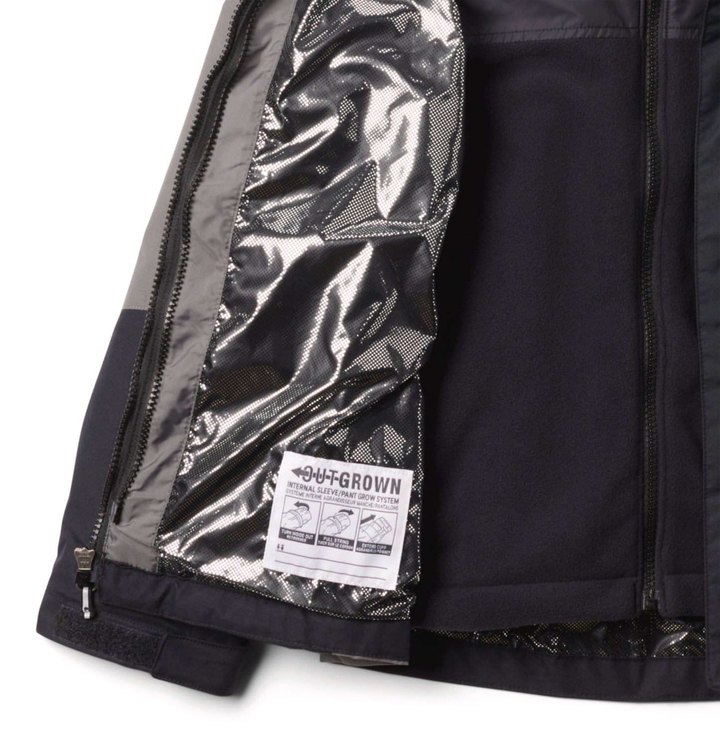 Columbia Kids Boys Black Omni-Heat Reflective Bugaboo III Fleece Hooded Interchange Jacket