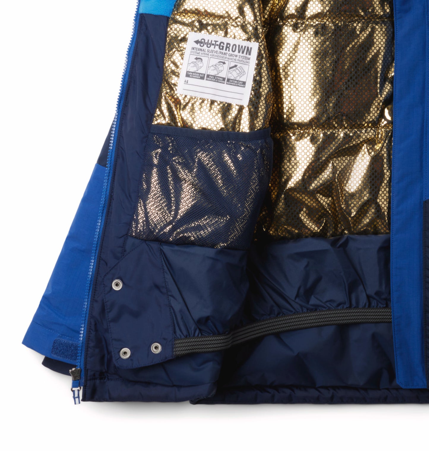 Columbia Kids Boys Navy Blue Omni-Heat Inifnity Mighty Mogul III Hooded Down Jacket