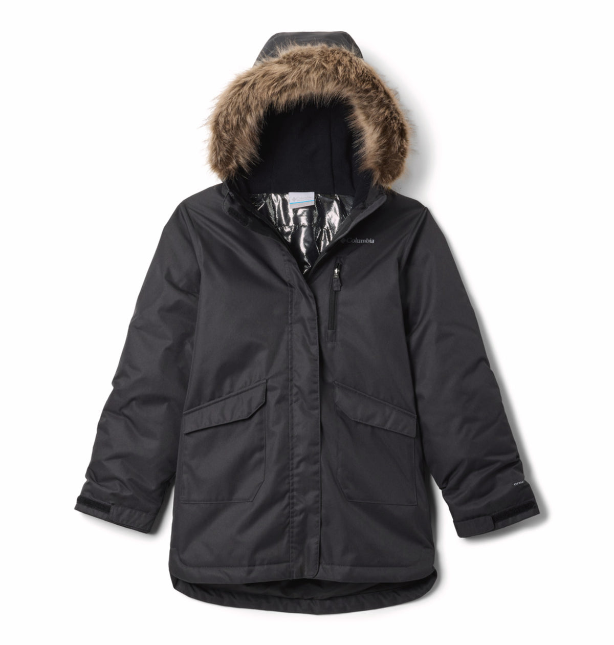 Columbia Kids Girls Black Omni-Heat Reflective Suttle Mountain II Long Hooded Down Jacket