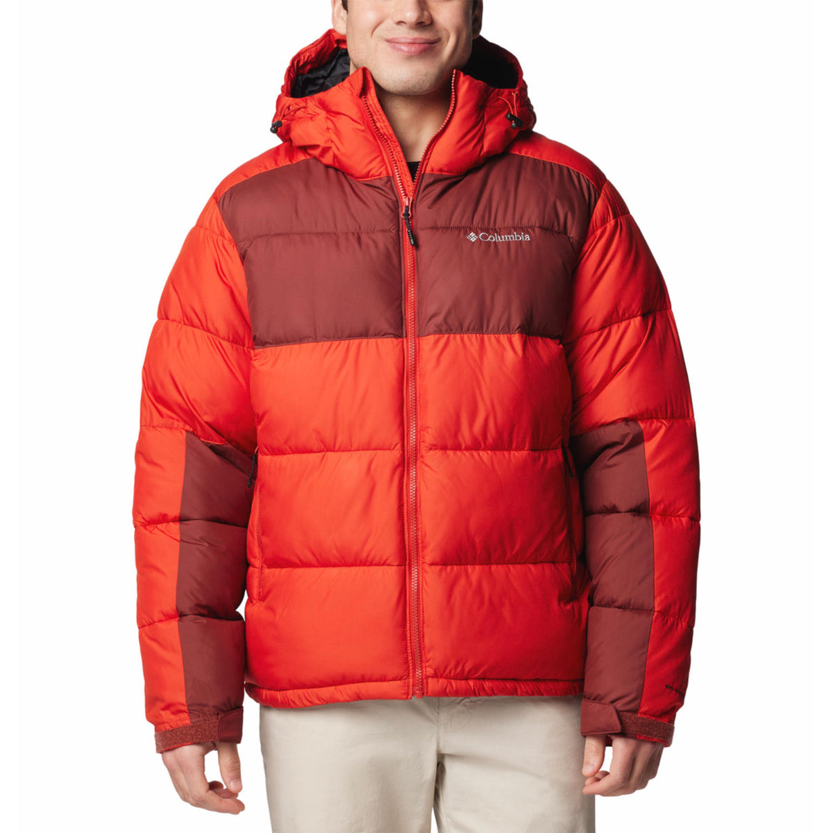 Columbia Men Red Omni-Heat Reflective Pike Lake II Hooded Down Jacket