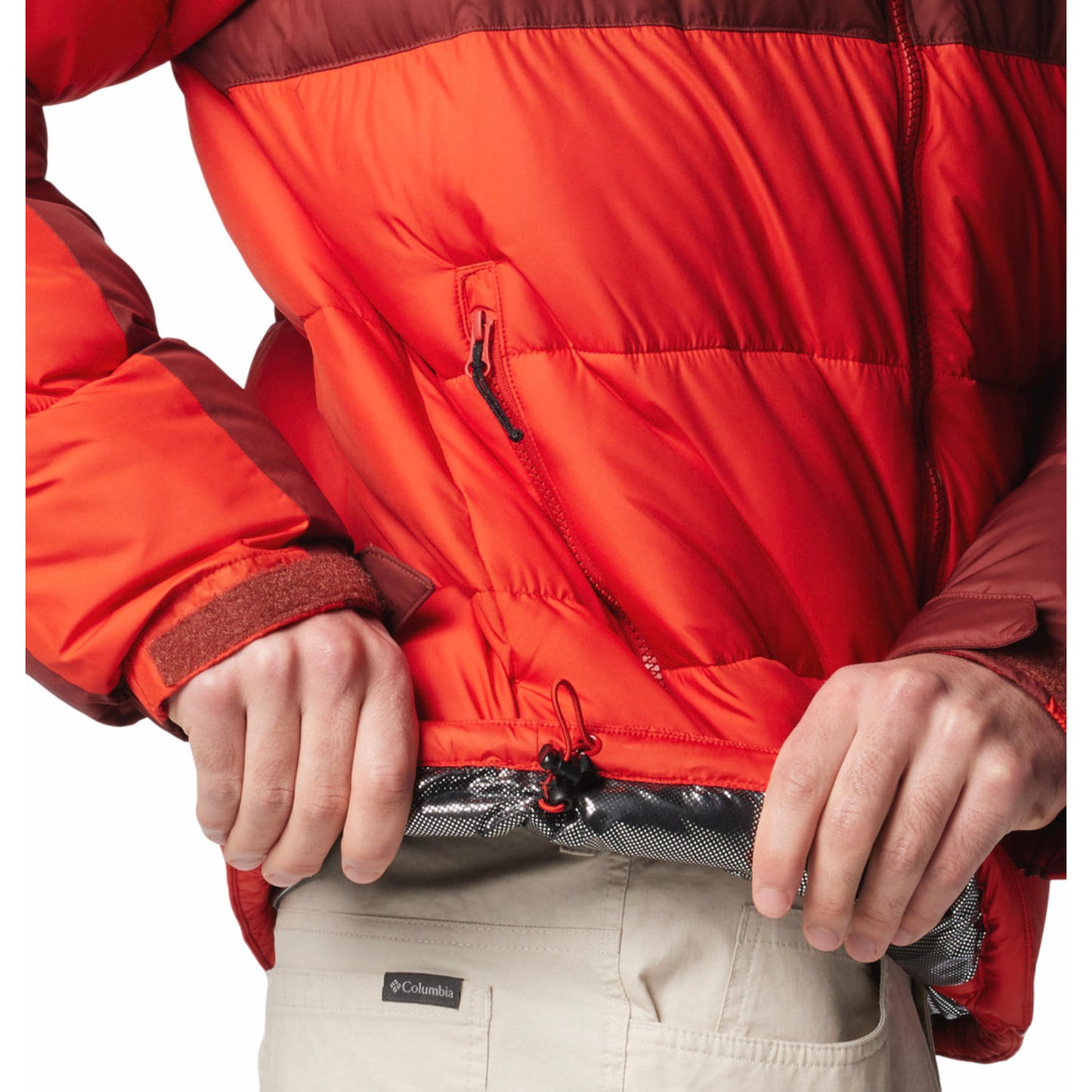 Columbia Men Red Omni-Heat Reflective Pike Lake II Hooded Down Jacket