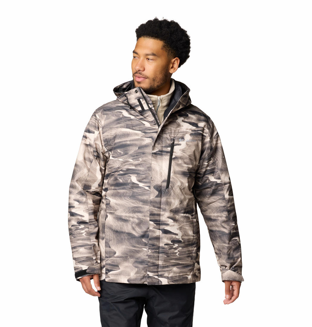 A Men Wearing Columbia Men Brown Whirlibird V Printed Interchange Jacket