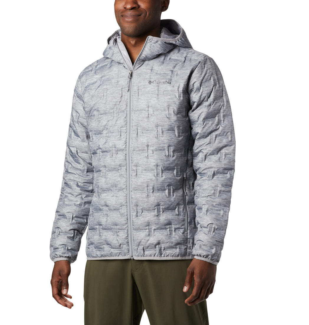 A Men Wearing Columbia Men Grey Delta Ridge Down Hooded Jacket