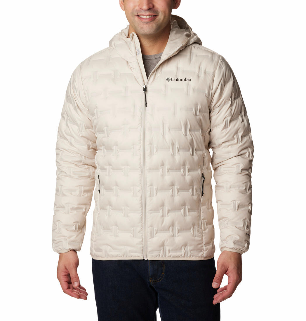 Columbia Men Beige Omni-Heat Reflective Delta Ridge Hooded Down Jacket