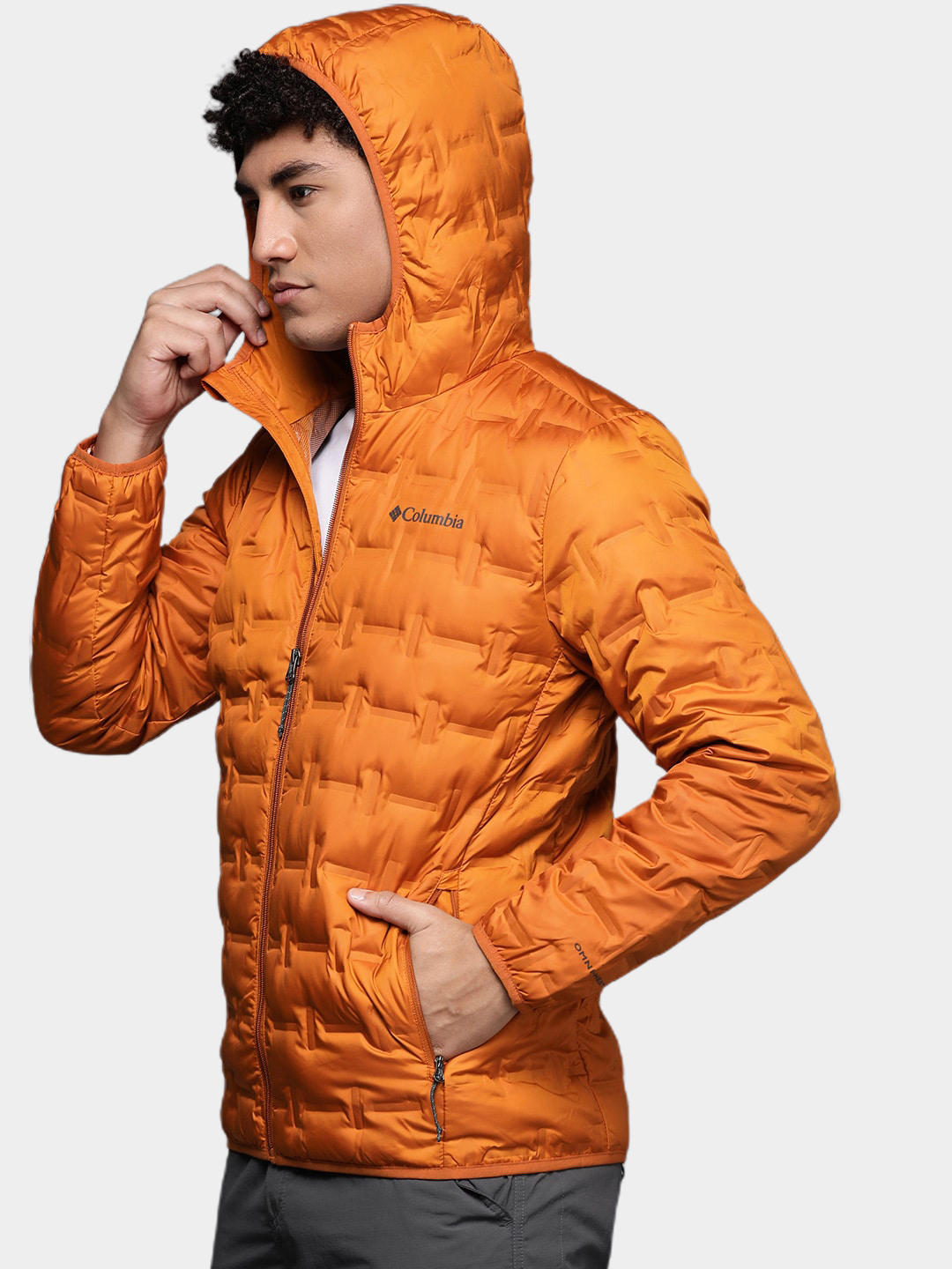 Columbia Men Orange Omni-Heat Reflective Delta Ridge Hooded Down Jacket
