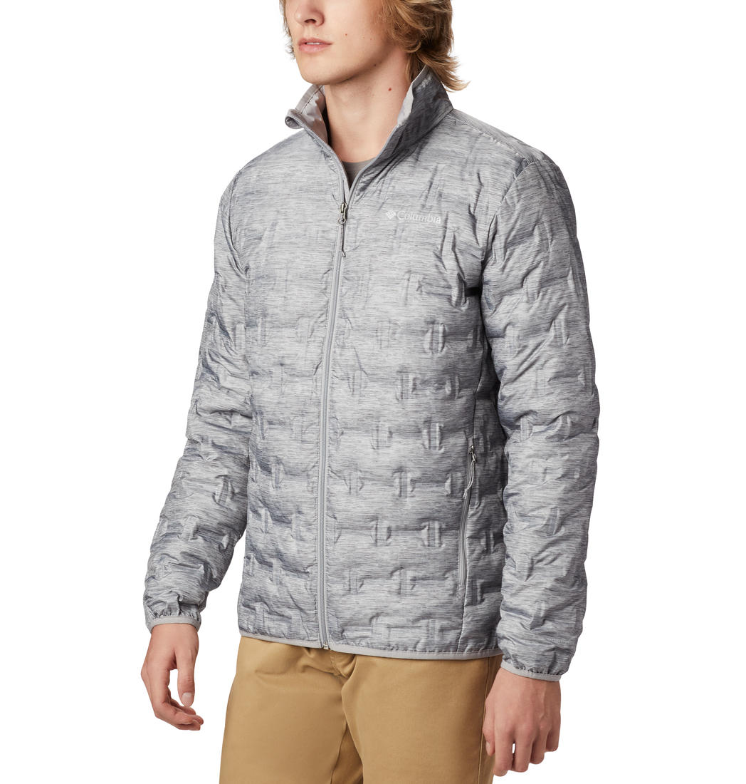 A Men Wearing Columbia Men Grey Delta Ridge Down Jacket