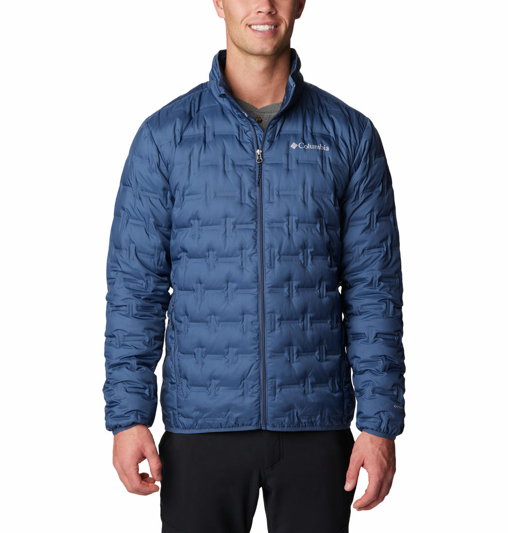 A Men Wearing Columbia Men Blue Delta Ridge Down Jacket