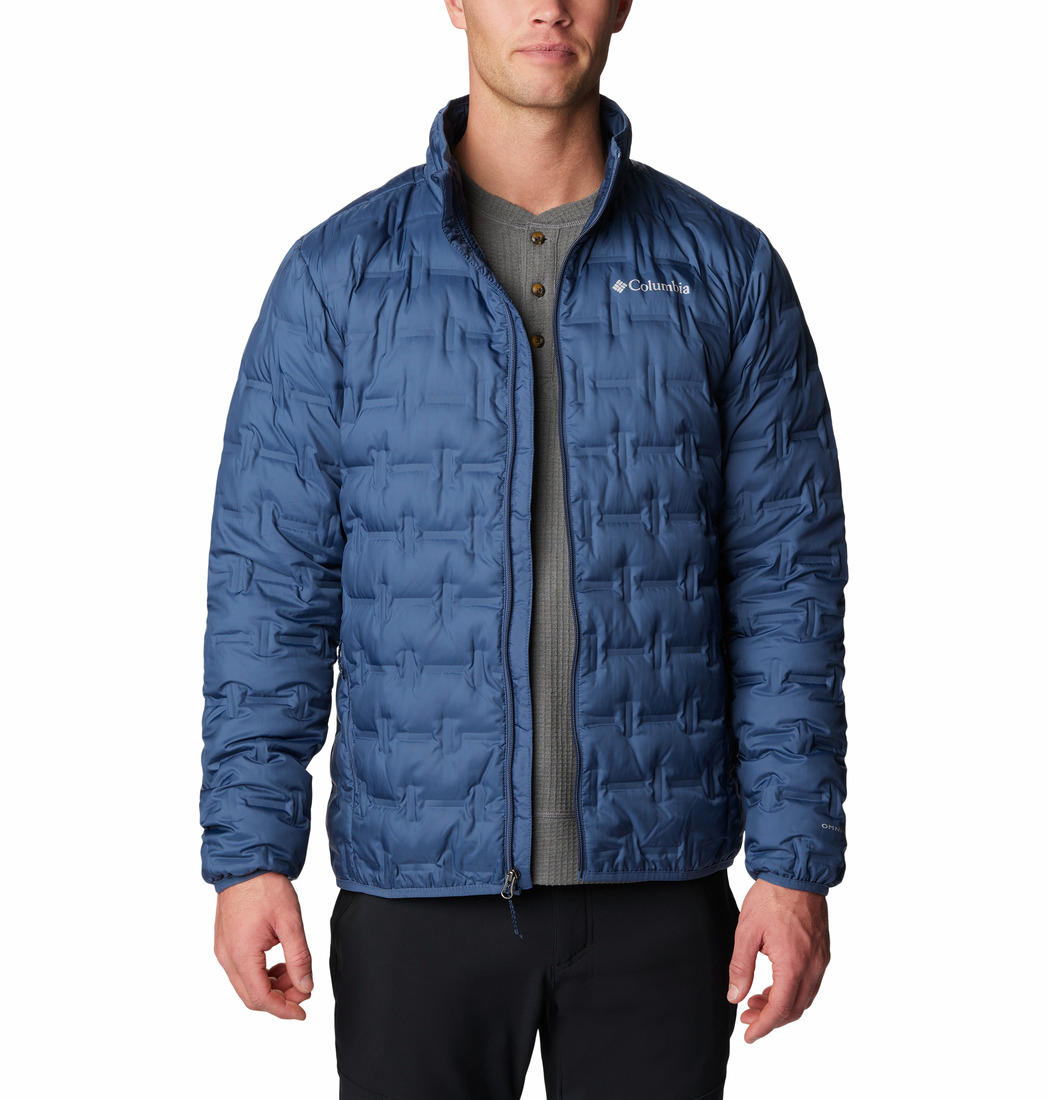 A Men Wearing Columbia Men Blue Delta Ridge Down Jacket