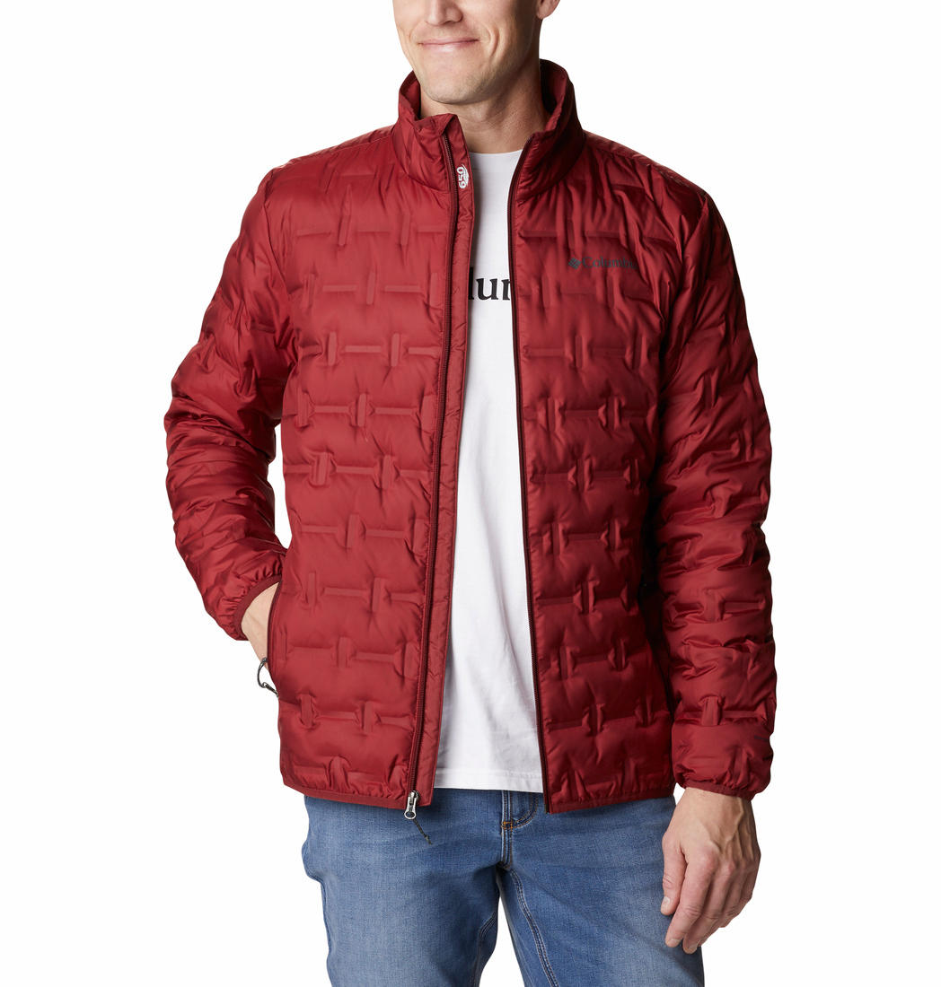 A Men Wearing Columbia Men Red Delta Ridge Down Jacket