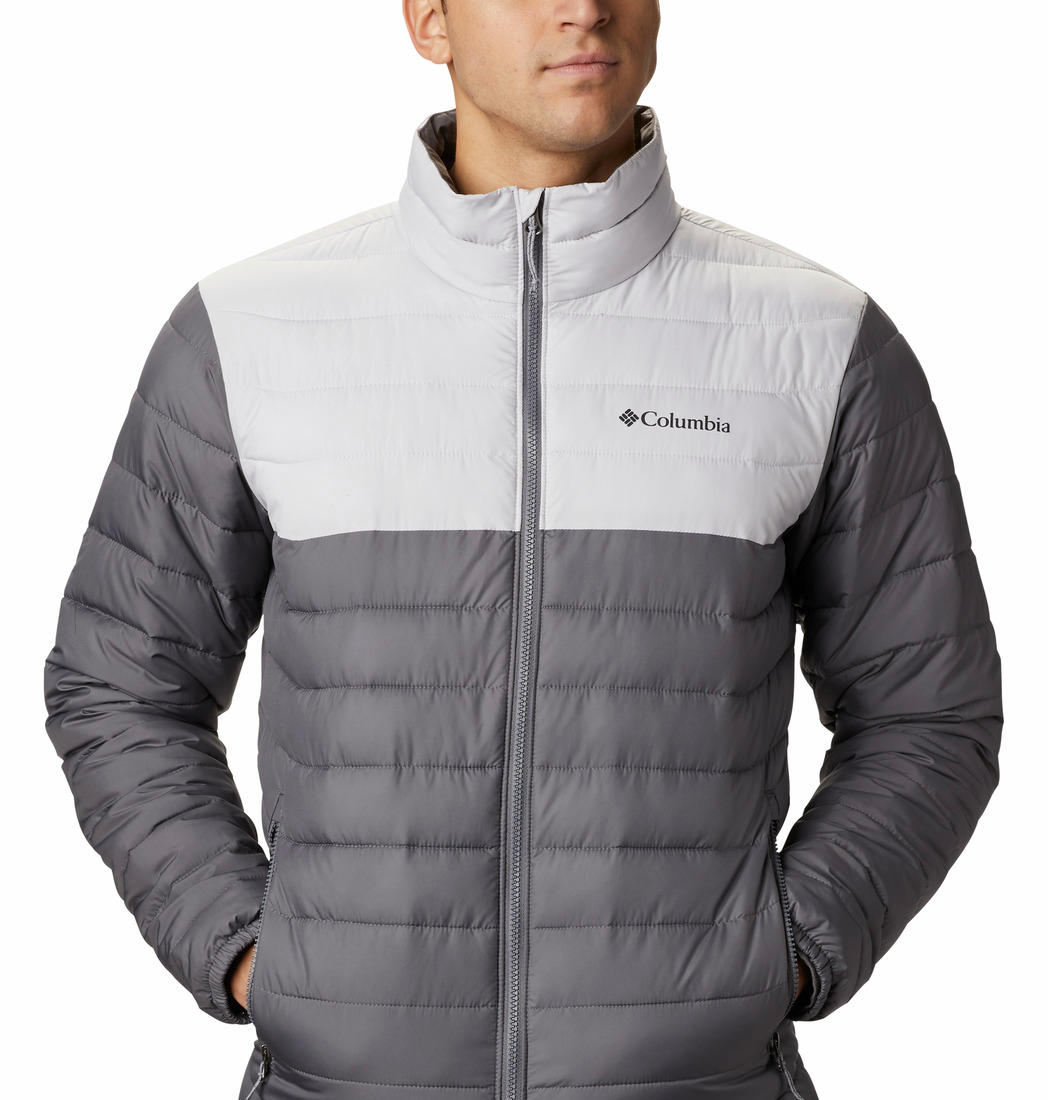 Columbia Men Grey Omni-Heat Reflective Powder Lite Down Jacket