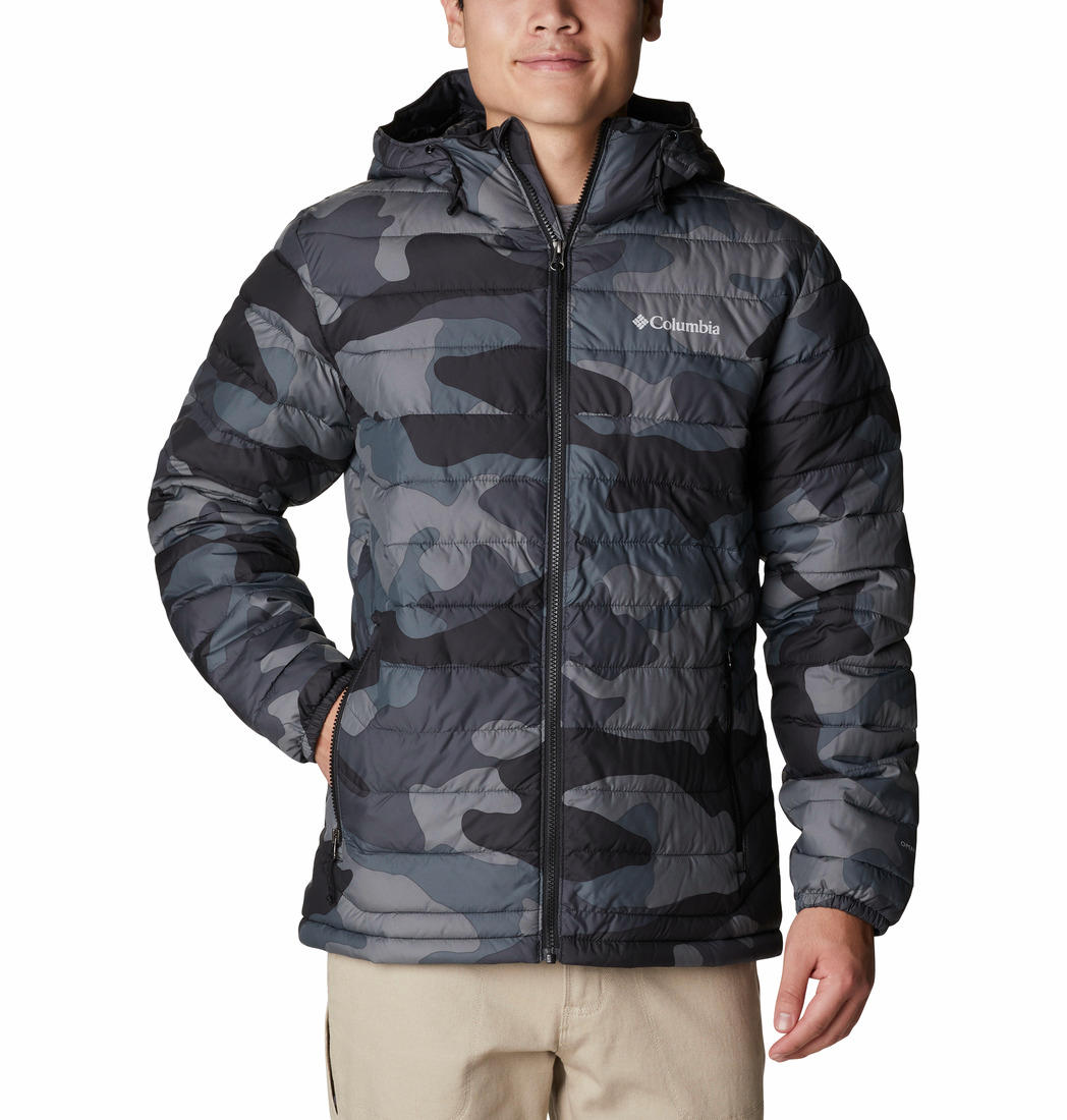 Columbia Men Black Omni-Heat Reflective Powder Lite Hooded Down Jacket