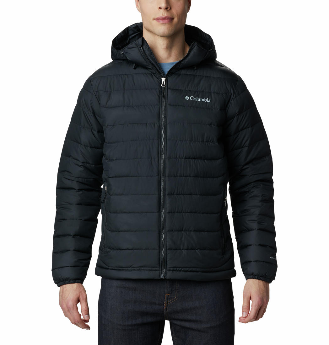 Columbia Men Black Omni-Heat Reflective Powder Lite Hooded Down Jacket