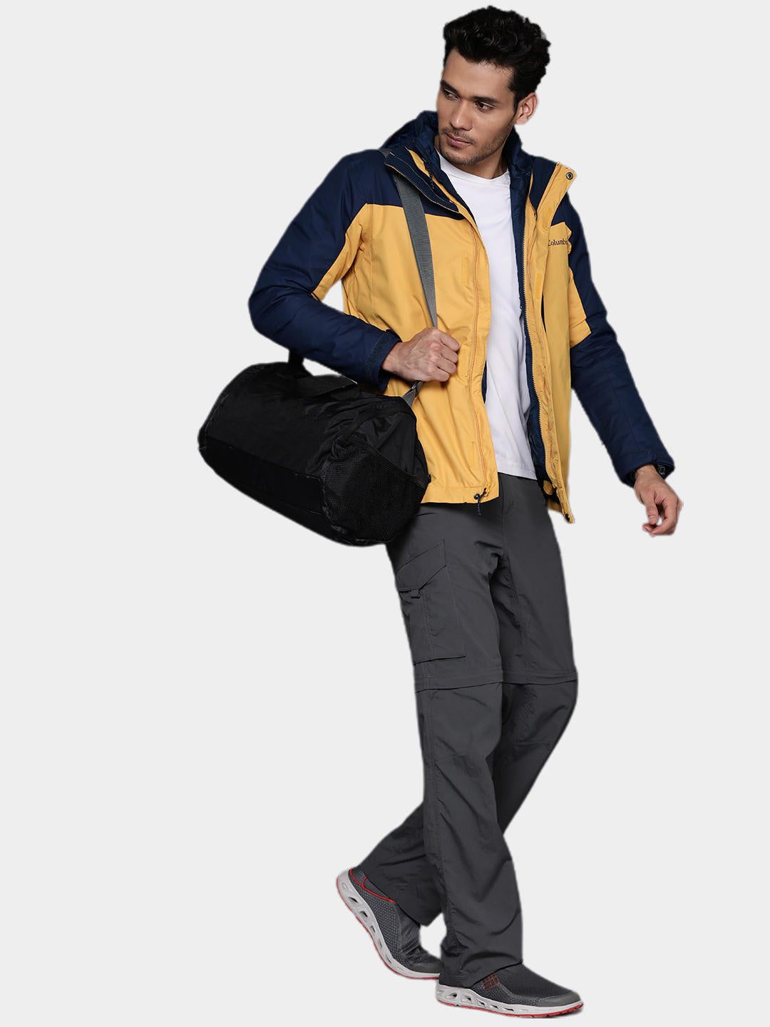 A Men Wearing Columbia Men Yellow Whirlibird IV Interchange Jacket