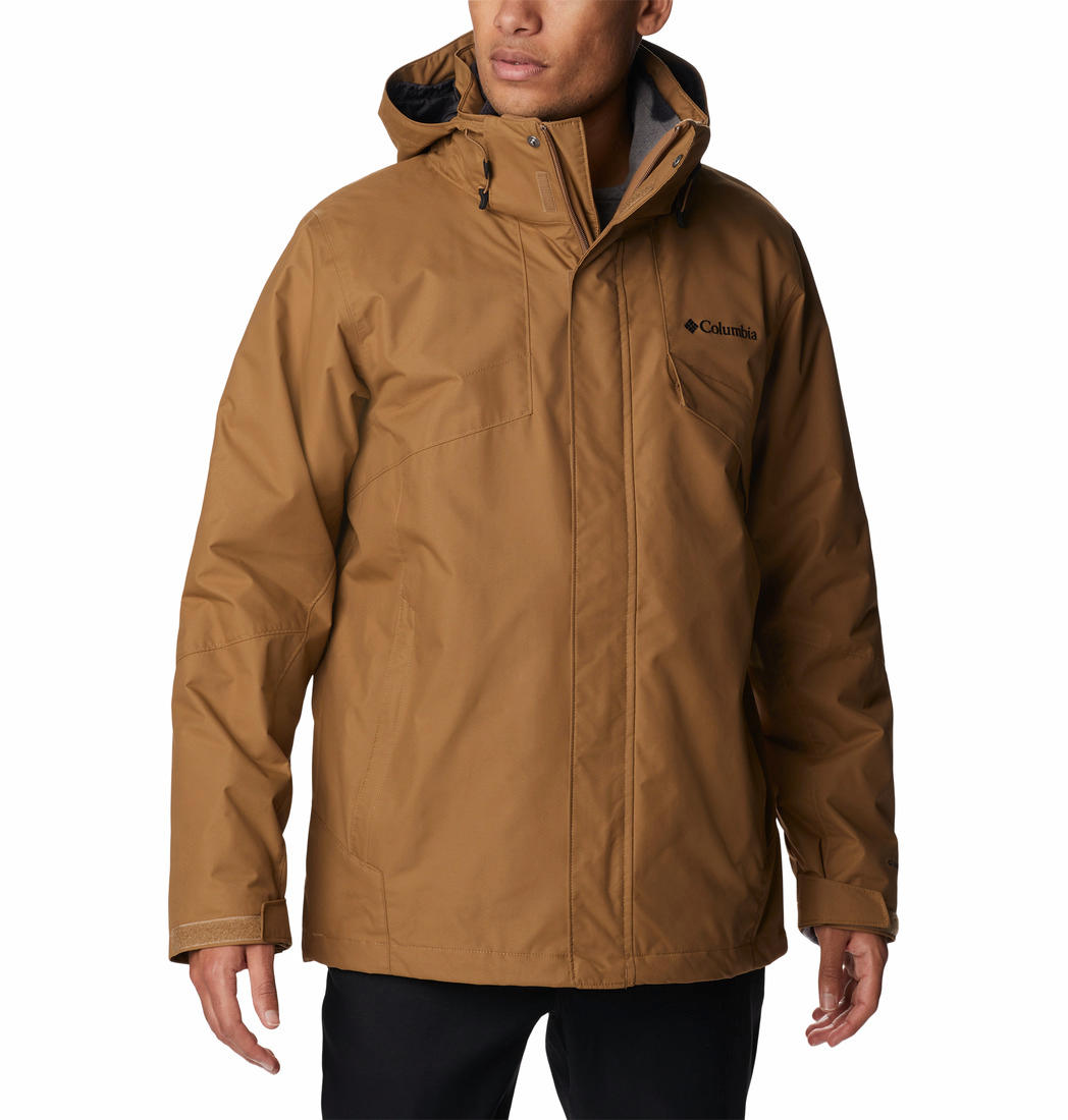 A Men Wearing Columbia Men Brown Bugaboo II Fleece Interchange Jacket