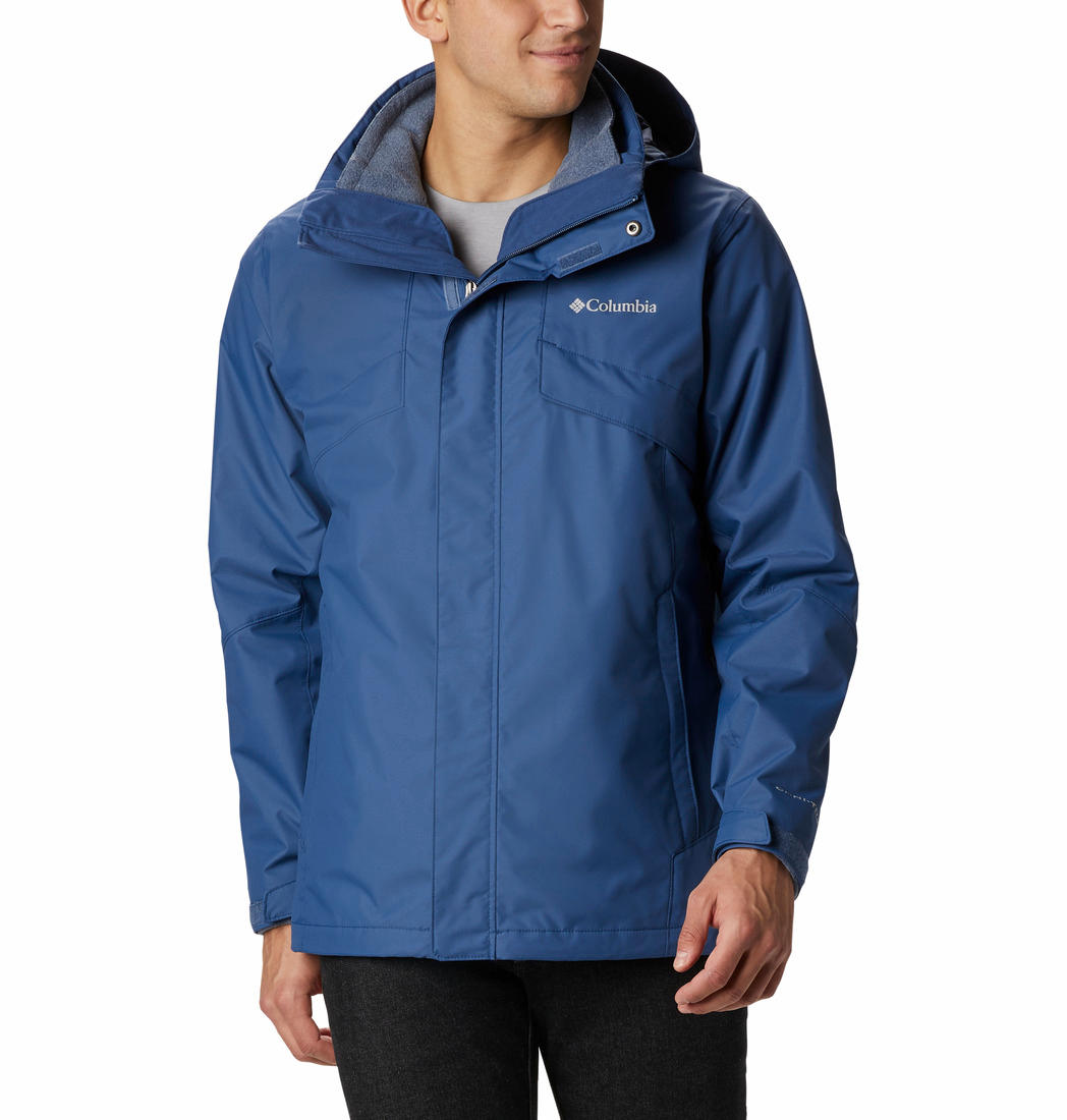 A Men Wearing Columbia Men Blue Bugaboo II Fleece Interchange Jacket