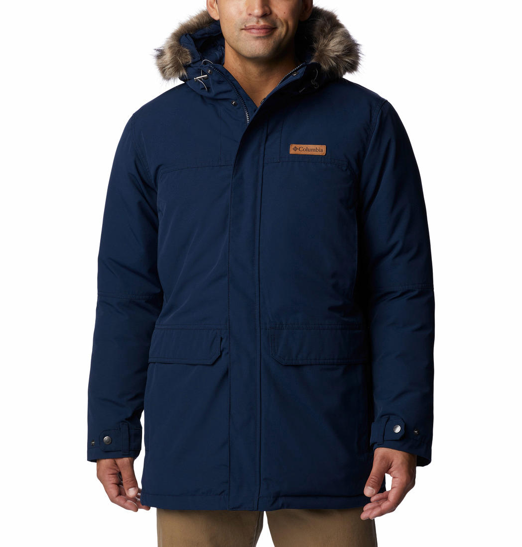 A Men Wearing Columbia Men Blue Marquam Peak Parka