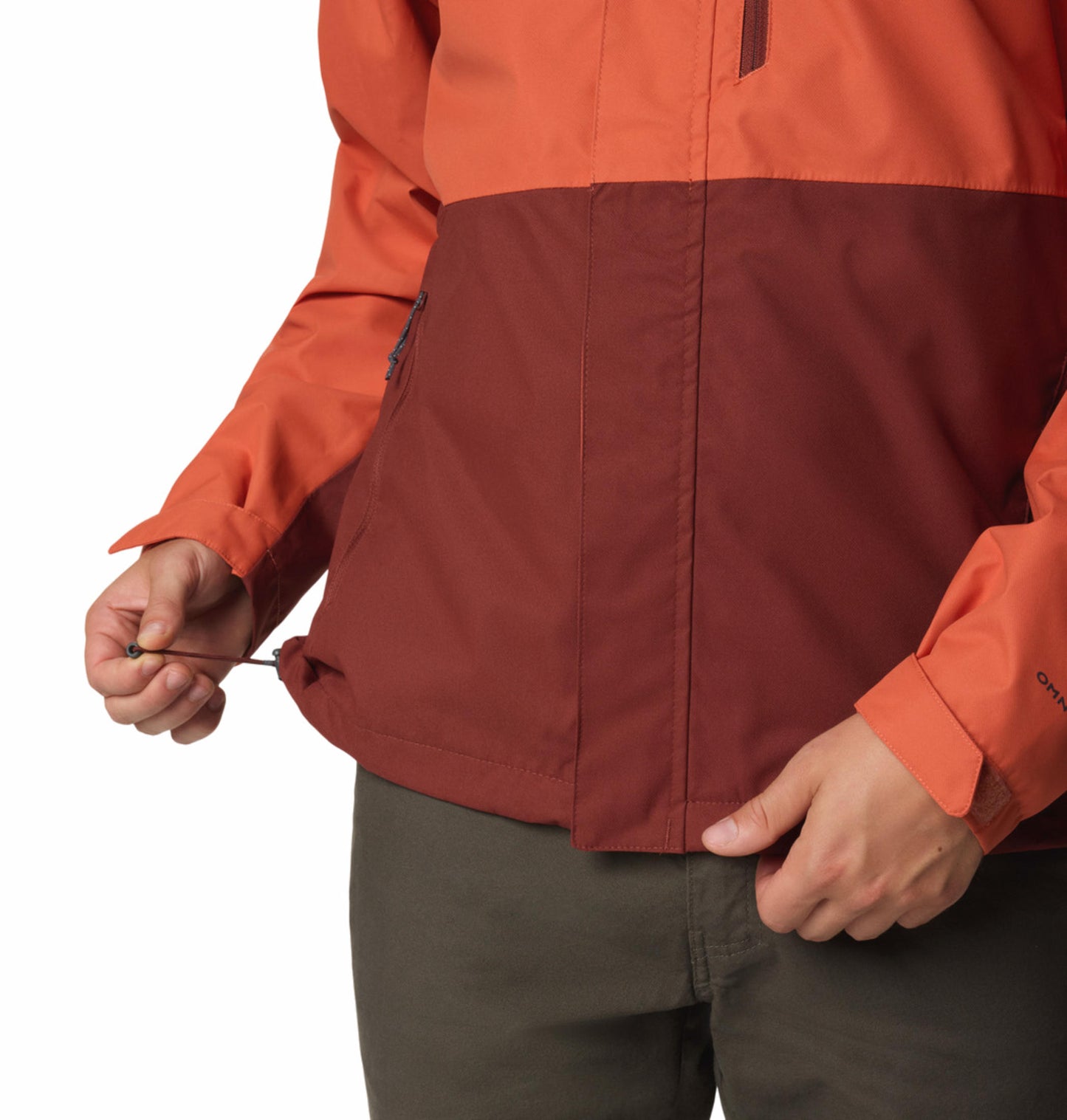 A Men Wearing Columbia Men Red Hikebound II Jacket Waterproof