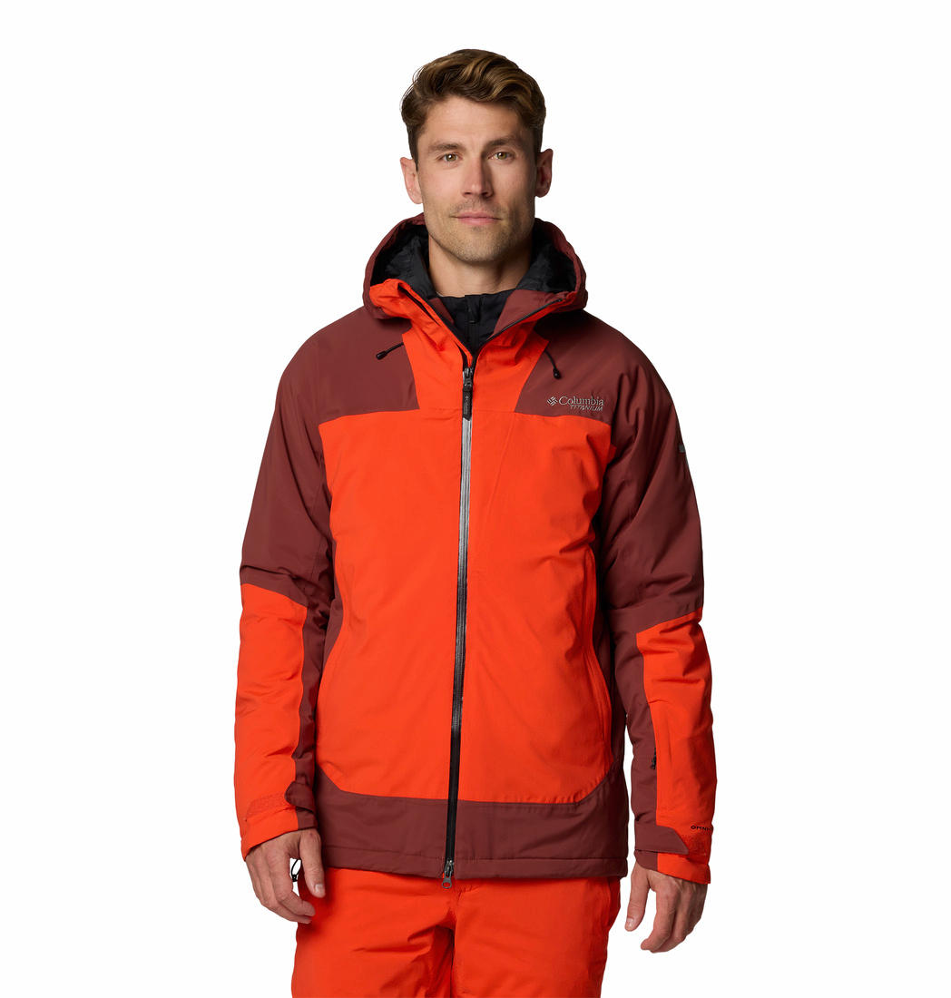 A Men Wearing Columbia Men Red Cirque Bowl Jacket