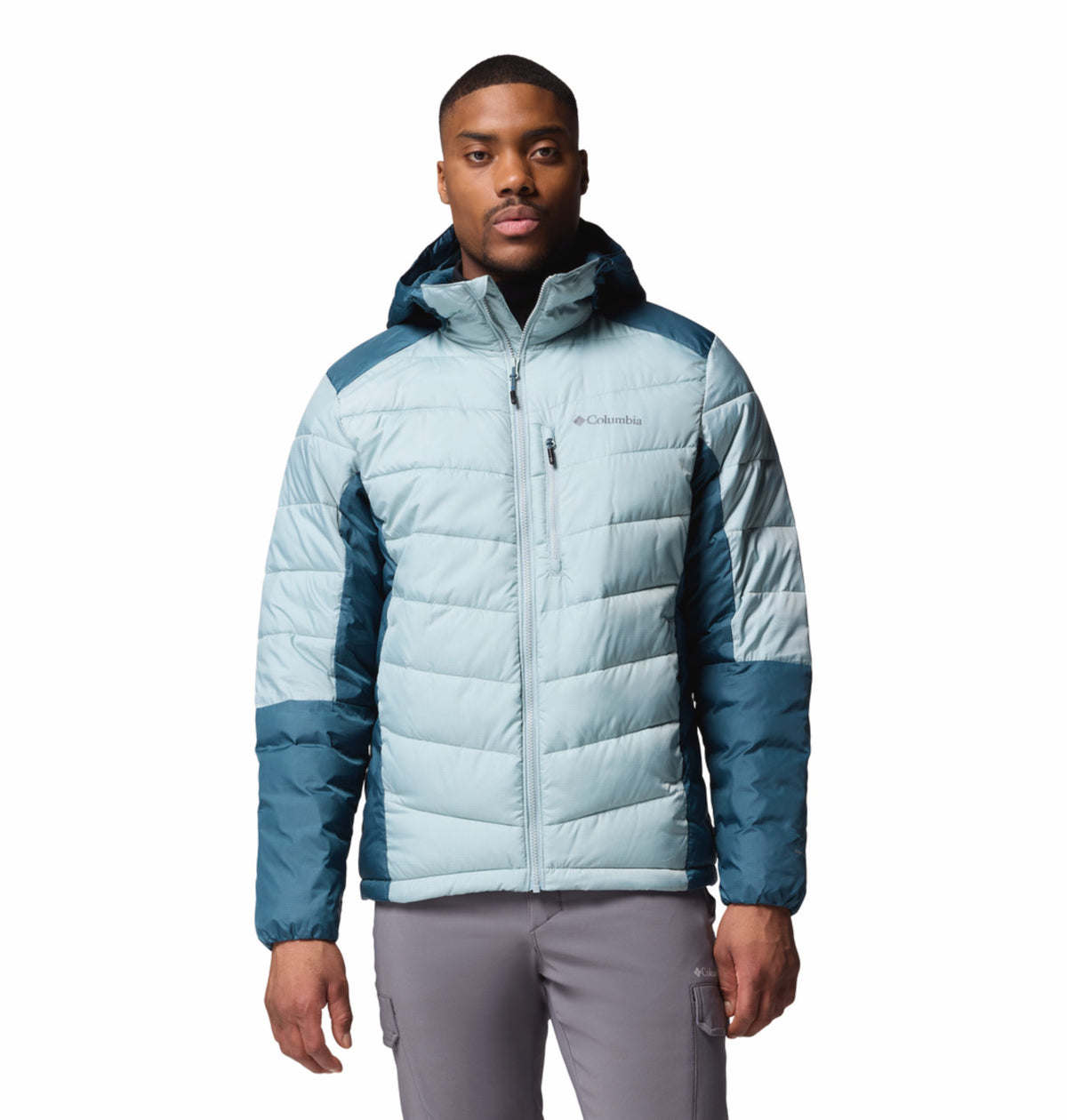 Columbia Men Blue Omni-Heat Inifnity Labyrinth Loop II Hooded Down Jacket