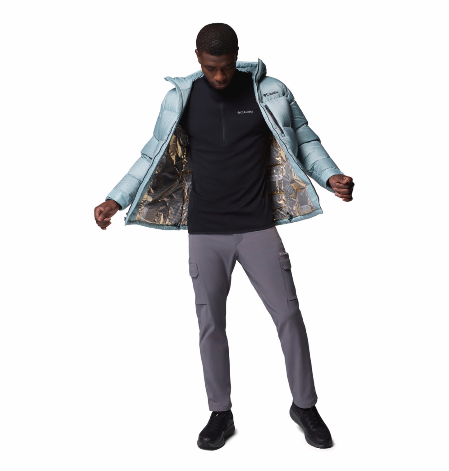 Columbia Men Blue Omni-Heat Inifnity Cloudview Hooded Down Jacket