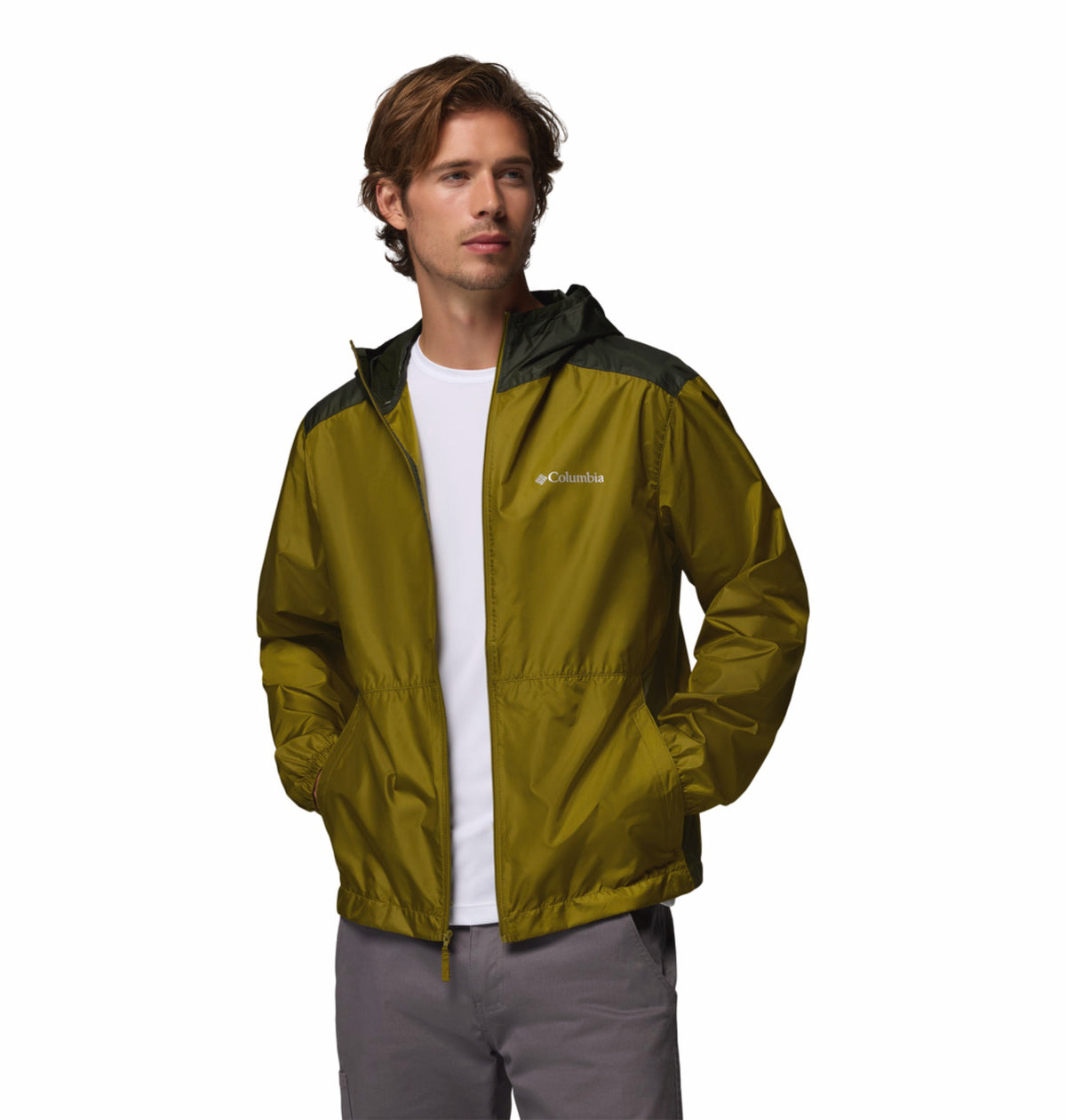 Columbia Men’s Olive Green Omni-Shade Discovery Loop Windbreaker Jacket