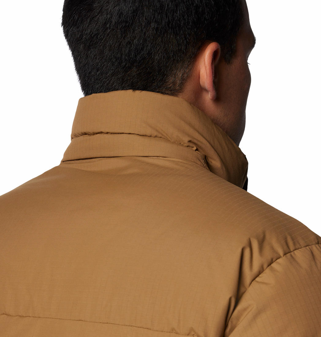 A Men Wearing Columbia Men Brown Landroamer Puffer Jacket