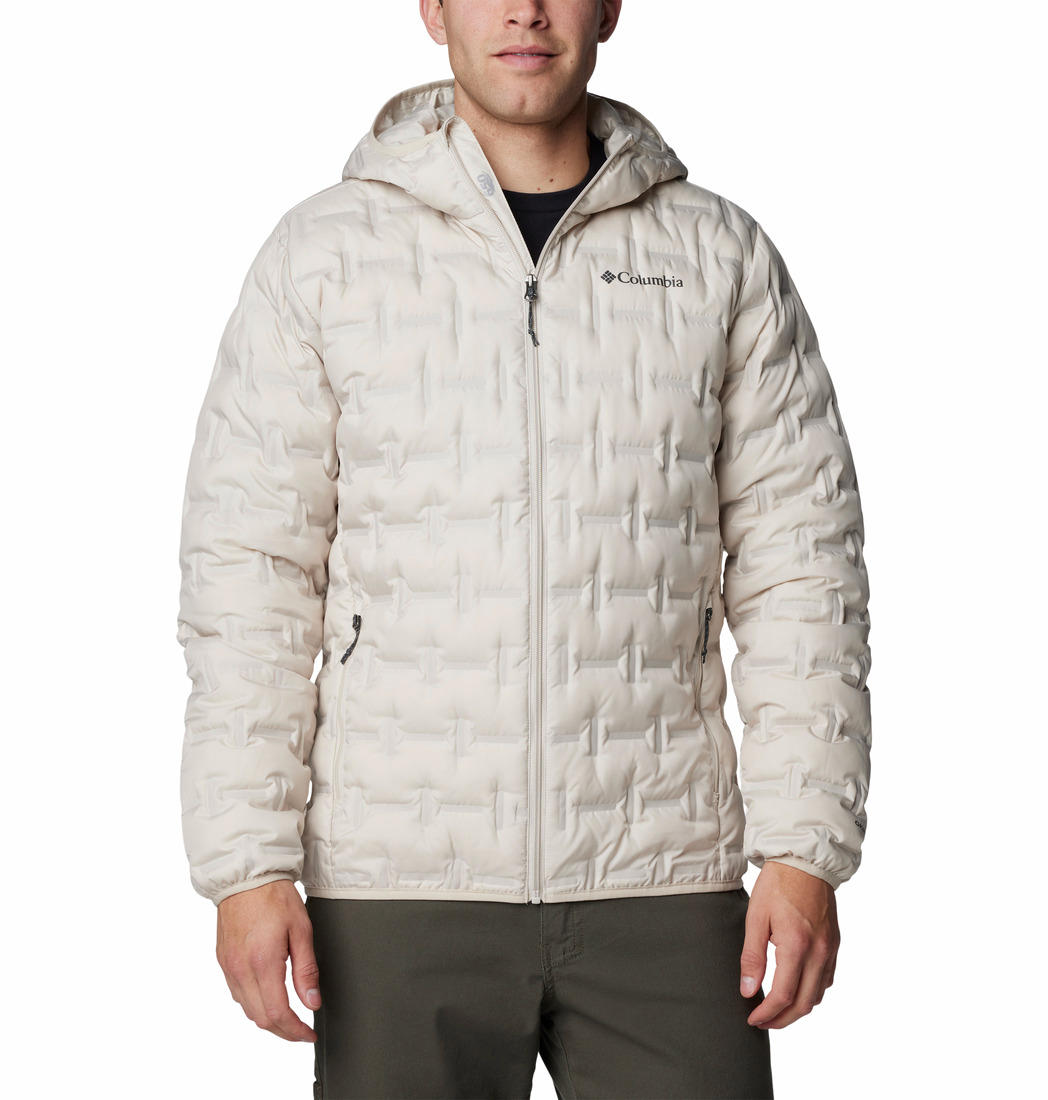 A Men Wearing Columbia Men Brown Delta Ridge II Down Hooded Jacket