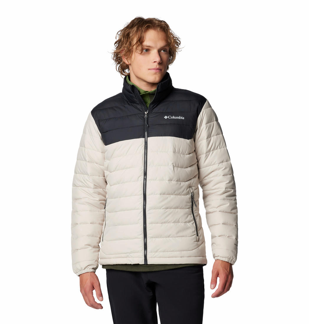 A Men Wearing Columbia Men Brown Powder Lite II Jacket