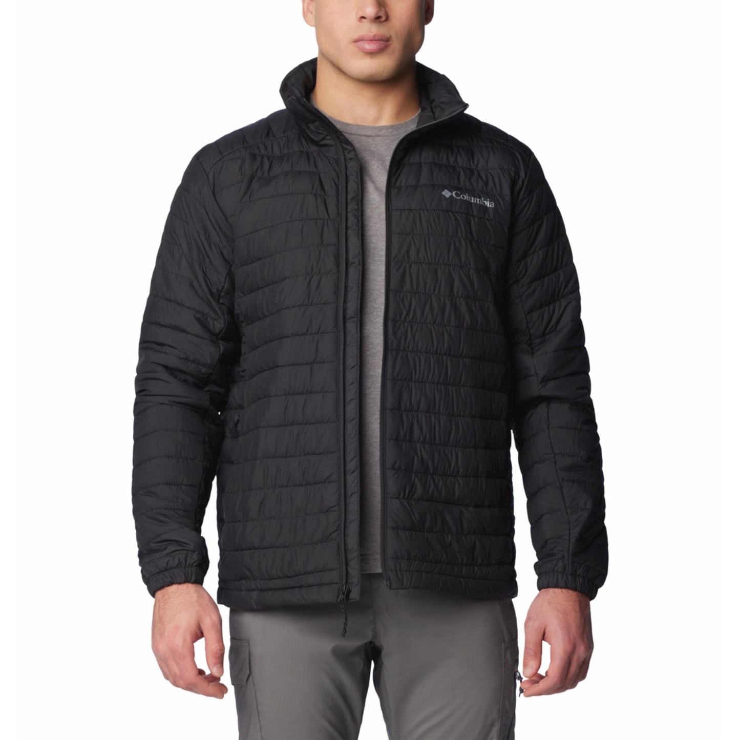 A Men Wearing Columbia Men Black Silver Falls II Jacket