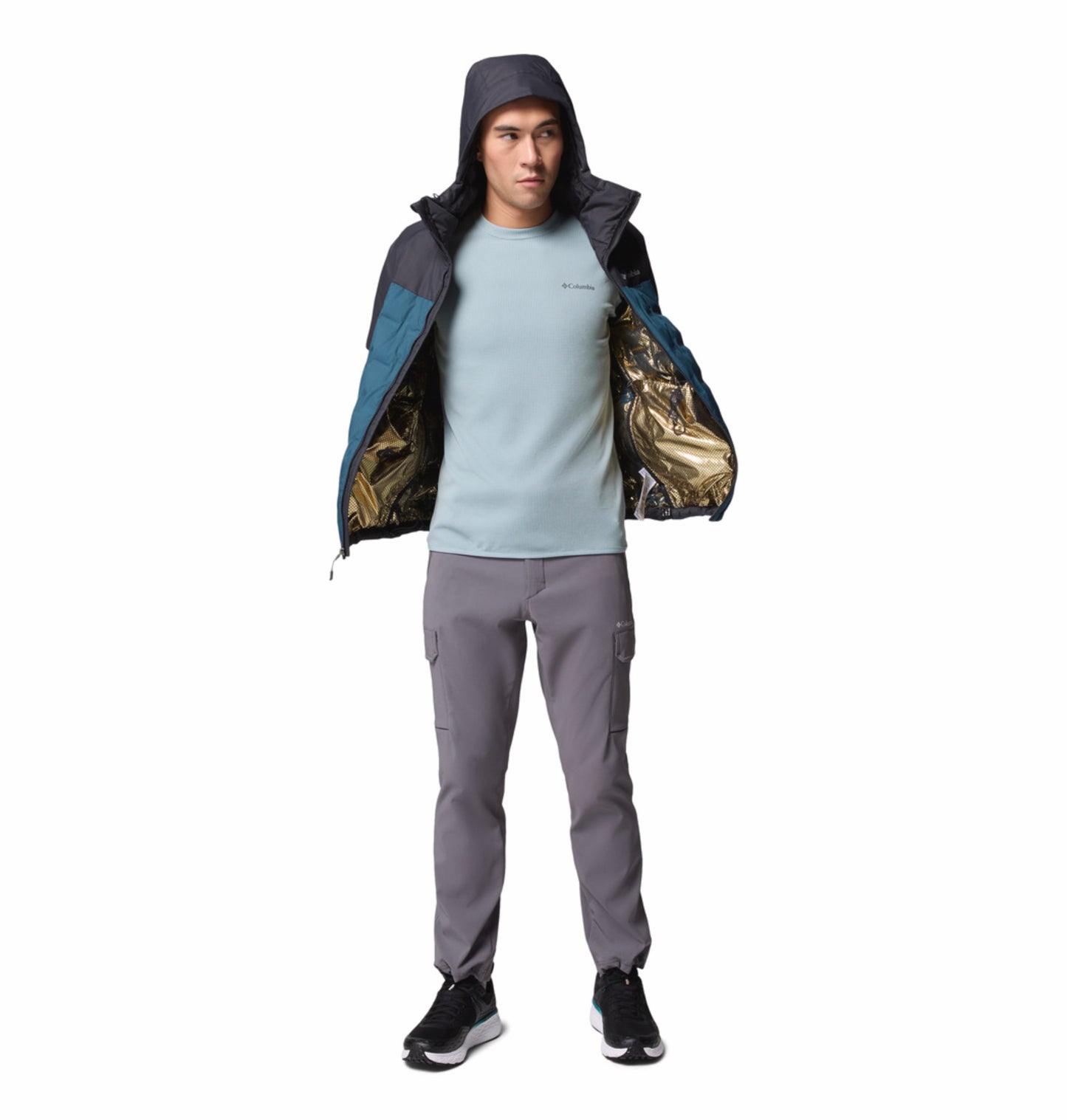 Columbia Men Blue Omni-Heat Inifnity Grand Trek III Hooded Down Jacket