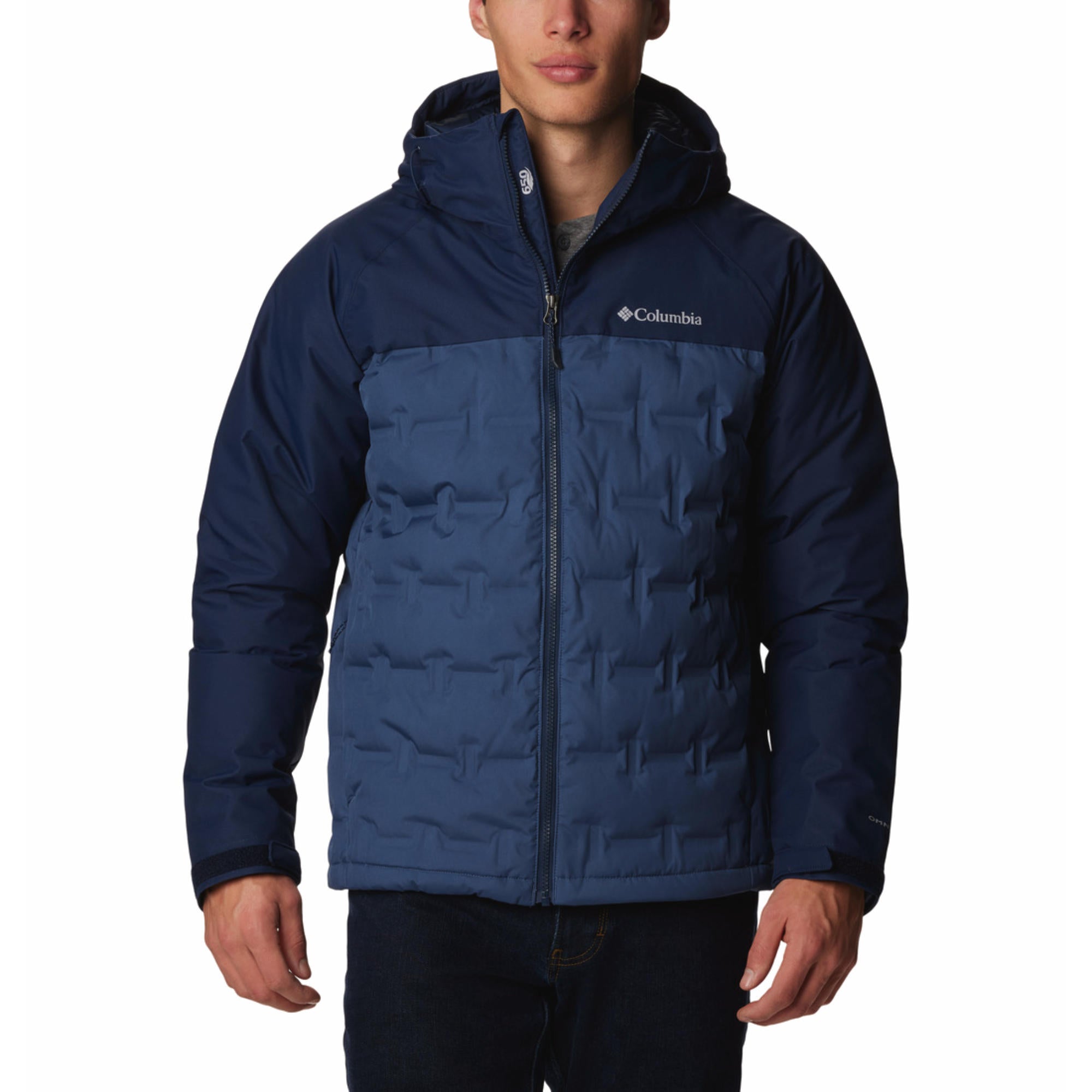 Columbia Men Blue Grand Trek III Down Hooded Jacket